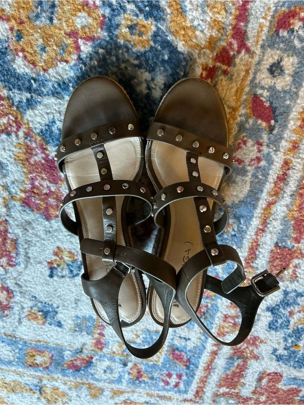 Via Spiga Olive Studded Espadrille Wedge Sandal